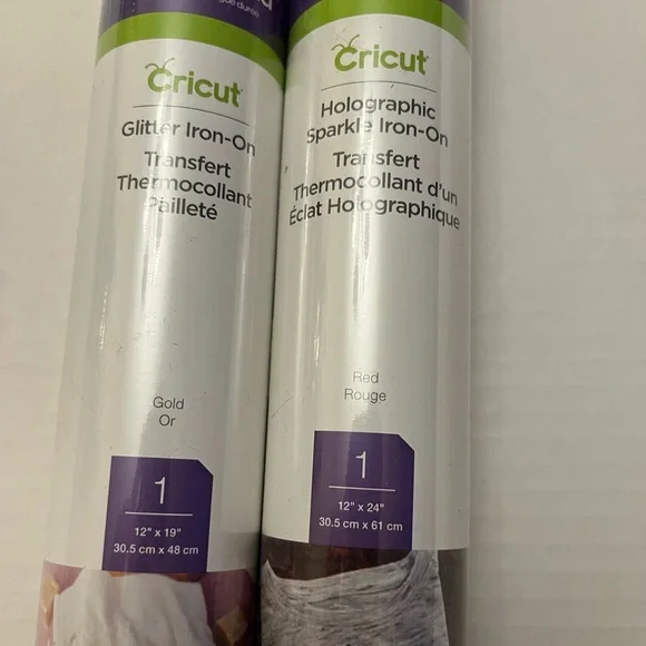 Cricut Glitter and Holographic Iron-On Rolls - Gold and Red - Picture 2 of 3